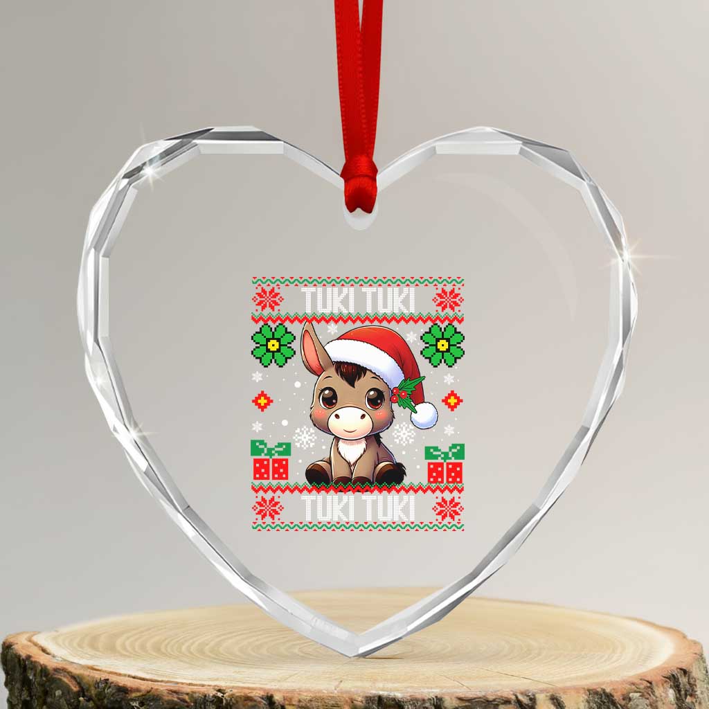 Latin American Xmas Heart Crystal Glass Ornament Mi Burrito Mexican Donkey Latino Ugly Christmas TS02 Transparent Glass 3'' Heart Print Your Wear