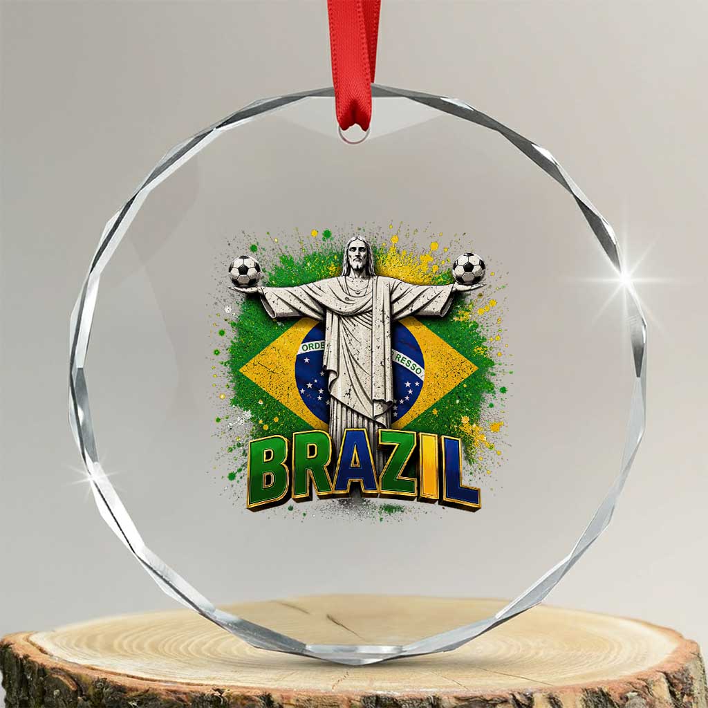 Latin Pride Christ The Redeemer Graphic Crystal Glass Ornament Brazilian Football 2026 TS12 Transparent Glass 3'' Circle Print Your Wear