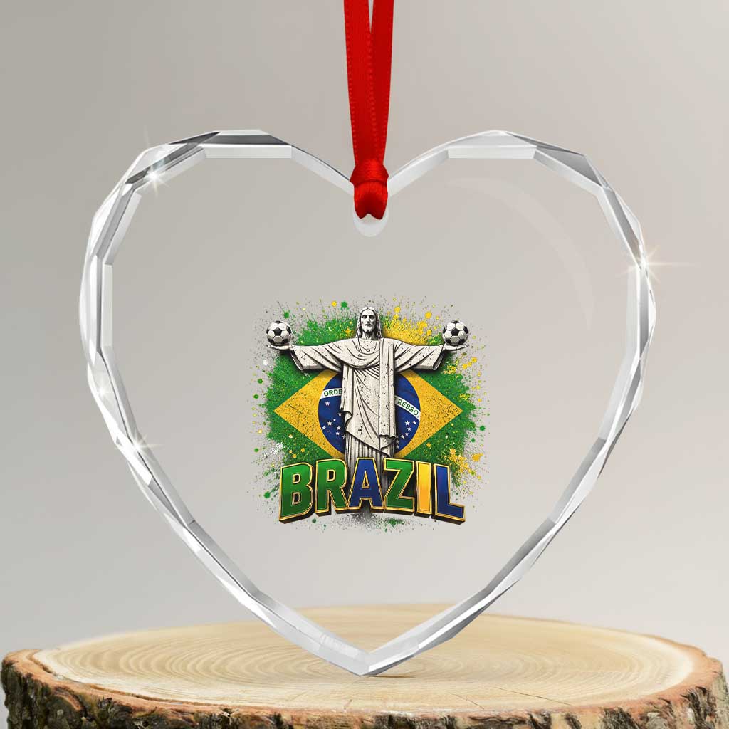 Latin Pride Christ The Redeemer Graphic Heart Crystal Glass Ornament Brazilian Football 2026 TS12 Transparent Glass 3'' Heart Print Your Wear