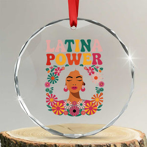 Latina Power Crystal Glass Ornament Floral Hispanic Heritage TS02 Transparent Glass 3'' Circle Print Your Wear