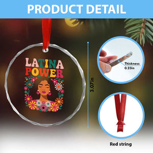 Latina Power Crystal Glass Ornament Floral Hispanic Heritage TS02 Print Your Wear