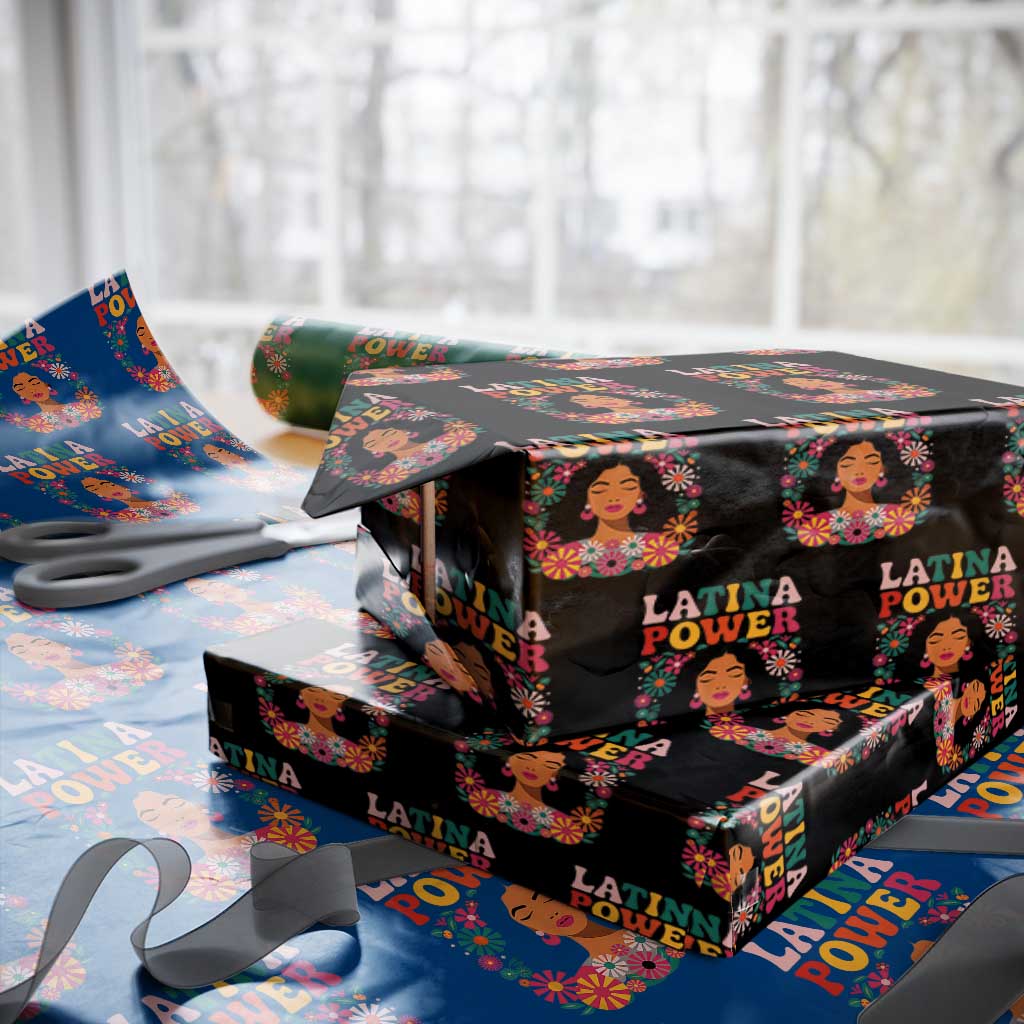 Latina Power Wrapping Paper Roll Floral Hispanic Heritage TS02 Black Print Your Wear