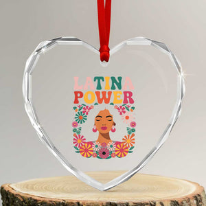 Latina Power Heart Crystal Glass Ornament Floral Hispanic Heritage TS02 Transparent Glass 3'' Heart Print Your Wear