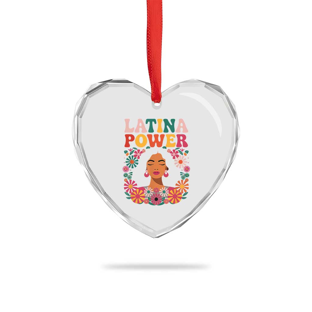Latina Power Heart Crystal Glass Ornament Floral Hispanic Heritage TS02 Print Your Wear