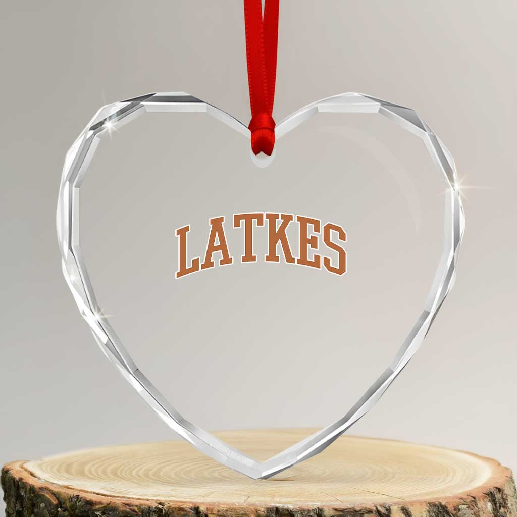 Latkes Heart Crystal Glass Ornament Funny Hanukkah Gift Jewish Holiday Food Apparel TS10 Transparent Glass 3'' Heart Print Your Wear