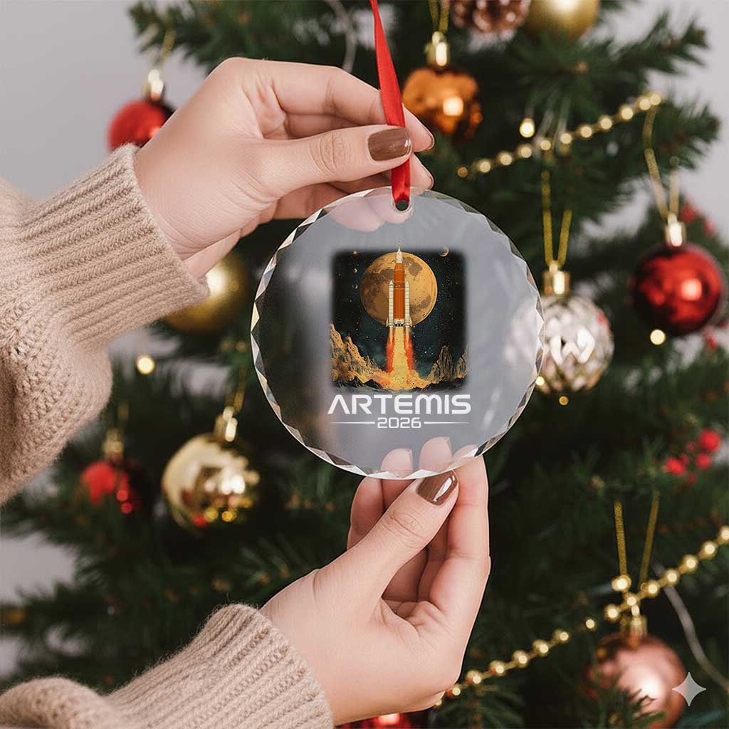 Launch To The Moon Mission Crystal Glass Ornament TS10 Print Your Wear