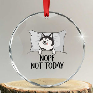 Lazy Siberian Husky Meme Crystal Glass Ornament Nope Not Today TS12 Transparent Glass 3'' Circle Print Your Wear