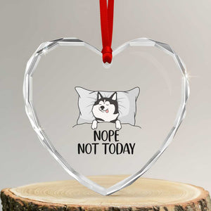 Lazy Siberian Husky Meme Heart Crystal Glass Ornament Nope Not Today TS12 Transparent Glass 3'' Heart Print Your Wear