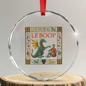 Le Boop Knight Dragon Renaissance Fair Medieval Humor Crystal Glass Ornament