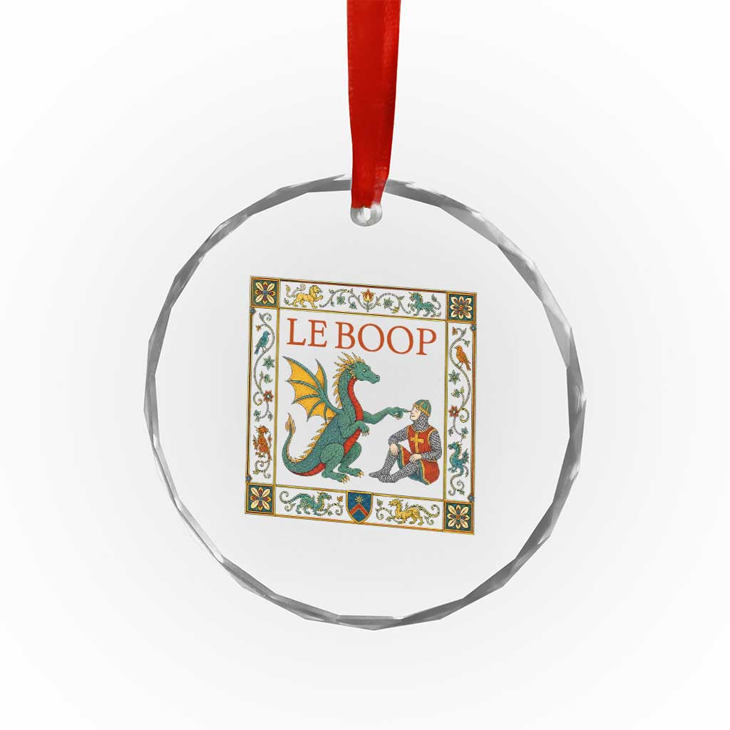 Le Boop Knight Dragon Renaissance Fair Medieval Humor Crystal Glass Ornament