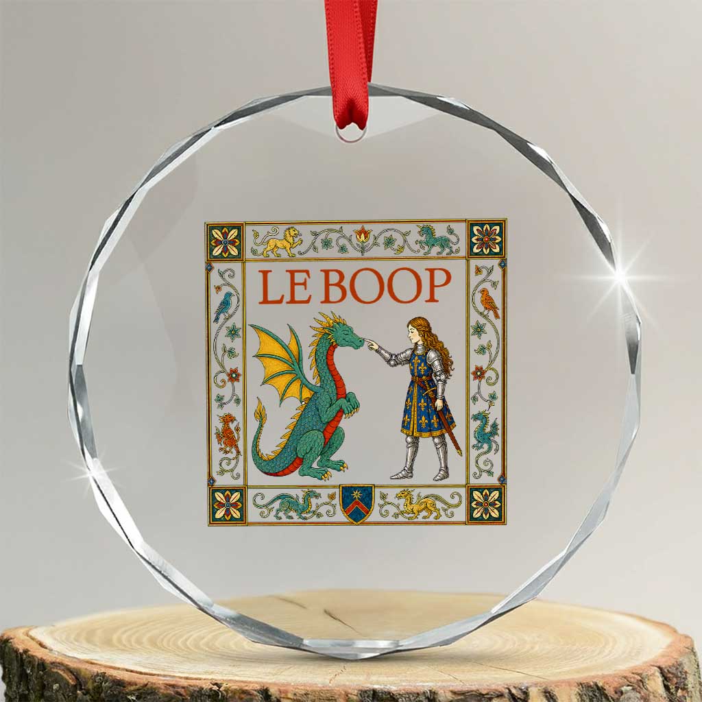 Le Boop Medieval Knight Dragon Crystal Glass Ornament Renaissance Fantasy Fair Lover Gift TS12 Transparent Glass 3'' Circle Print Your Wear