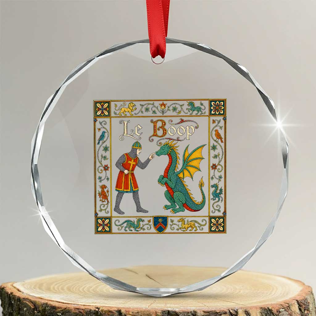 Le Boop Medieval Knight Dragon Fantasy Book Lover Humor Crystal Glass Ornament TS14 Transparent Glass 3'' Circle Print Your Wear