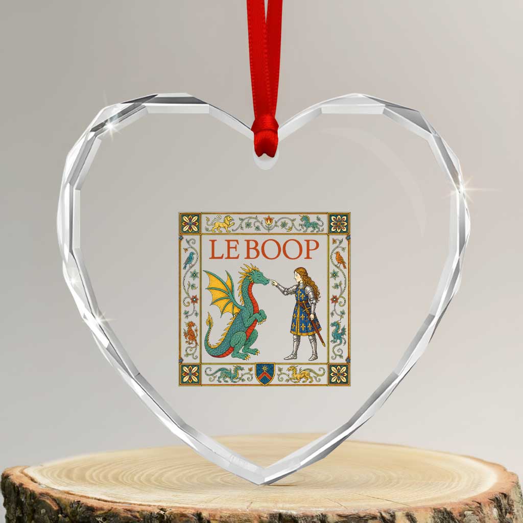 Le Boop Medieval Knight Dragon Heart Crystal Glass Ornament Renaissance Fantasy Fair Lover Gift TS12 Transparent Glass 3'' Heart Print Your Wear