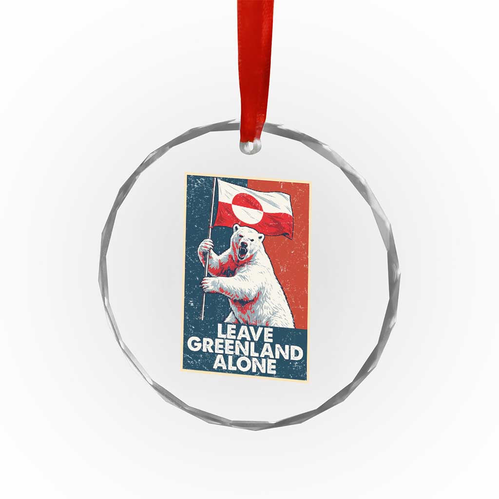 Leave Greenland Alone Crystal Glass Ornament Polar Bear Holding Flag Greenlanders Supports TS11 Print Your Wear