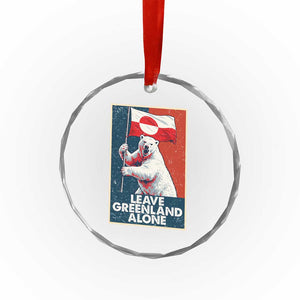 Leave Greenland Alone Crystal Glass Ornament Polar Bear Holding Flag Greenlanders Supports TS11 Print Your Wear