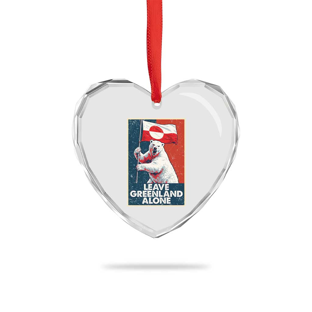 Leave Greenland Alone Heart Crystal Glass Ornament Polar Bear Holding Flag Greenlanders Supports TS11 Print Your Wear