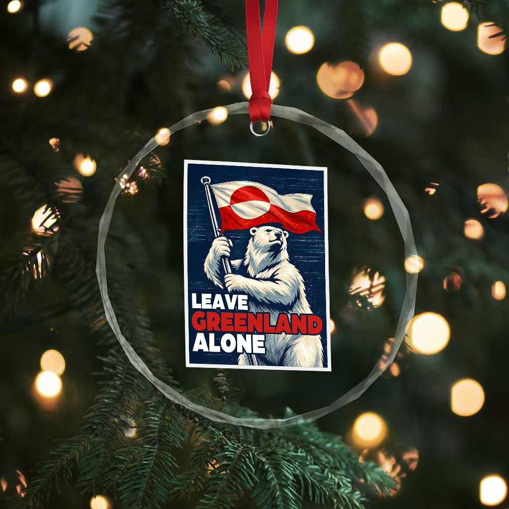 Leave Greenland Alone Vintage Poster Graphic Crystal Glass Ornament Retro Polar Bear Waving Flag Patriot TS02 Print Your Wear