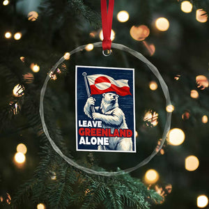 Leave Greenland Alone Vintage Poster Graphic Crystal Glass Ornament Retro Polar Bear Waving Flag Patriot TS02 Print Your Wear