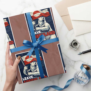 Leave Greenland Alone Vintage Poster Graphic Wrapping Paper Roll Retro Polar Bear Waving Flag Patriot TS02 Mocha Print Your Wear