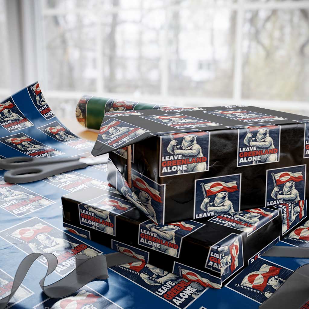 Leave Greenland Alone Vintage Poster Graphic Wrapping Paper Roll Retro Polar Bear Waving Flag Patriot TS02 Black Print Your Wear