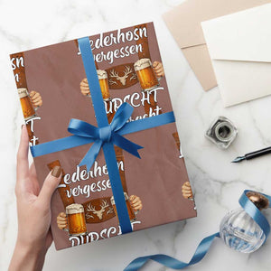 Lederhosen Forgotten Oktoberfest Wrapping Paper Roll Durscht Mitbracht Funny Beer Drinking TS02 Mocha Print Your Wear