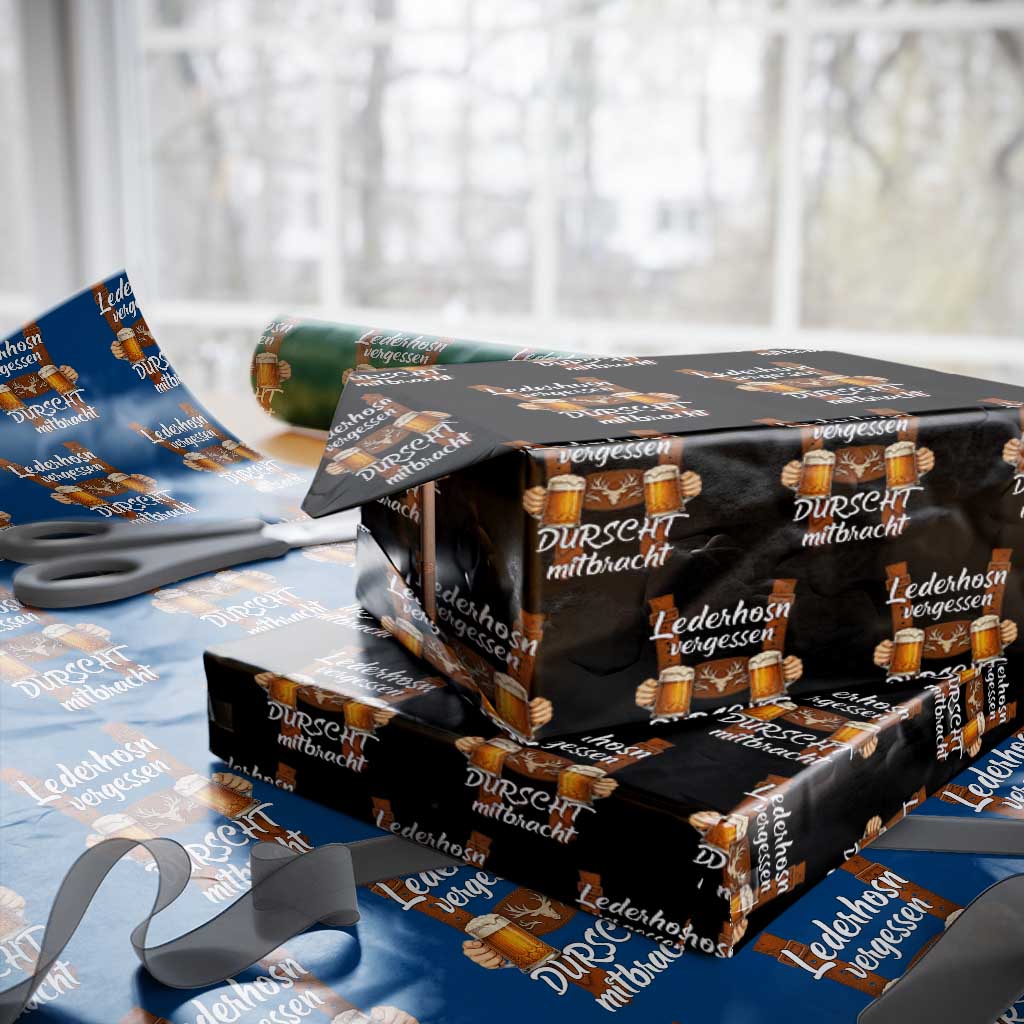 Lederhosen Forgotten Oktoberfest Wrapping Paper Roll Durscht Mitbracht Funny Beer Drinking TS02 Black Print Your Wear
