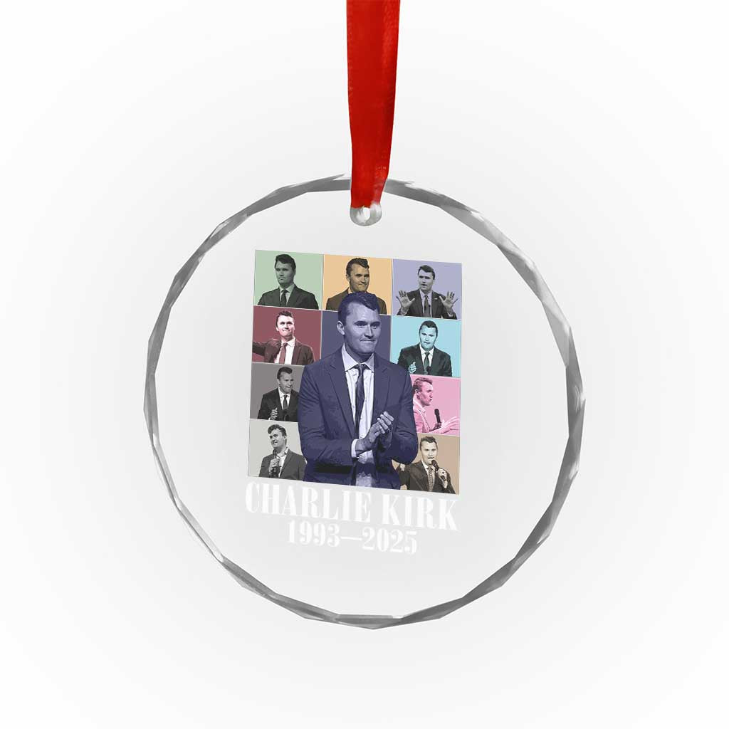 Legacy of Charlie Kirk Crystal Glass Ornament 1993 2025 Memorial Pop Art Tribute Graphic TS02 Transparent Glass 3'' Circle Print Your Wear