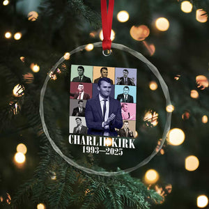 Legacy of Charlie Kirk Crystal Glass Ornament 1993 2025 Memorial Pop Art Tribute Graphic TS02 Print Your Wear