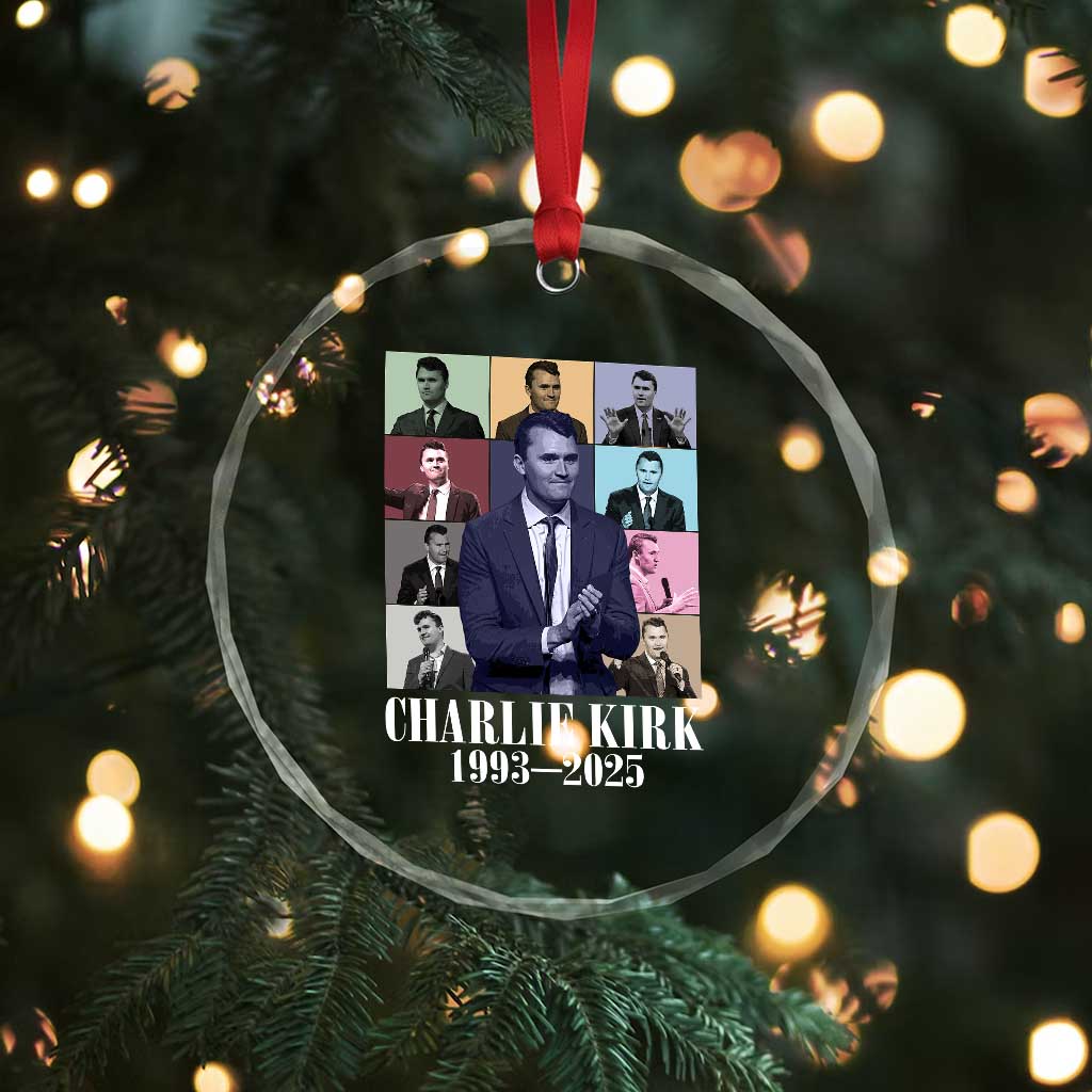 Legacy of Charlie Kirk Crystal Glass Ornament 1993 2025 Memorial Pop Art Tribute Graphic TS02 Print Your Wear