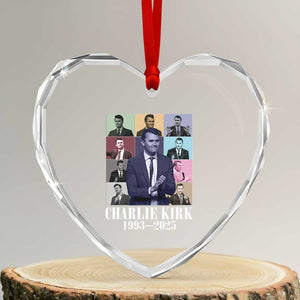 Legacy of Charlie Kirk Heart Crystal Glass Ornament 1993 2025 Memorial Pop Art Tribute Graphic TS02 Transparent Glass 3'' Heart Print Your Wear