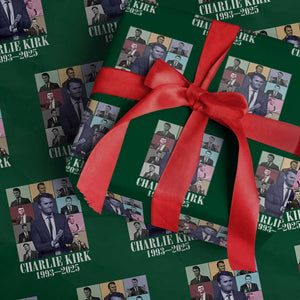 Legacy of Charlie Kirk Wrapping Paper Roll 1993 2025 Memorial Pop Art Tribute Graphic TS02 Green Print Your Wear