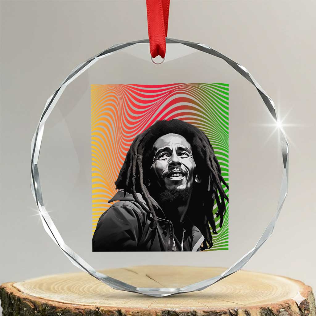 Legend Bob Crystal Glass Ornament One Love The Reggae Vintage Graphic TS02 Transparent Glass 3'' Circle Print Your Wear