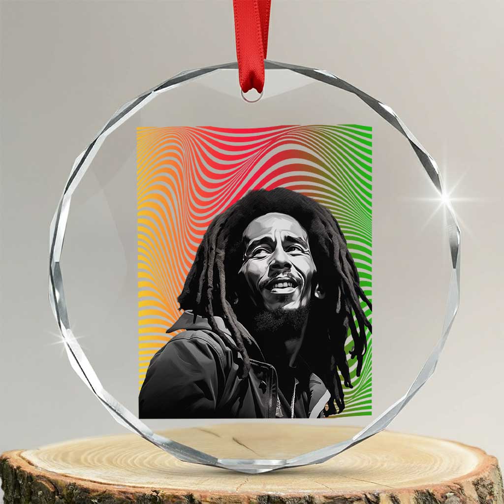 Legend Bob Crystal Glass Ornament One Love The Reggae Vintage Graphic TS02 Transparent Glass 3'' Circle Print Your Wear