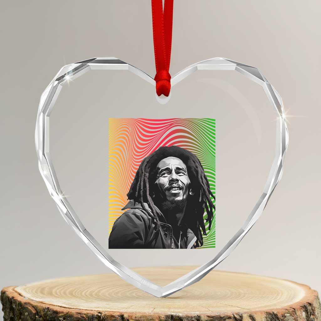 Legend Bob Heart Crystal Glass Ornament One Love The Reggae Vintage Graphic TS02 Transparent Glass 3'' Heart Print Your Wear
