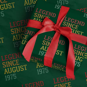 Legend Since August 1975 Wrapping Paper Roll Vintage Retro 50th Birthday Gifts TS10 Green Print Your Wear