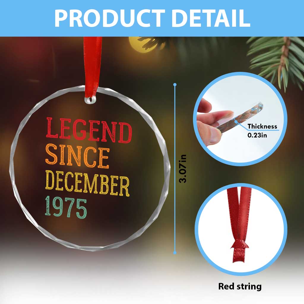 Legend Since December 1975 Crystal Glass Ornament Vintage Retro 50th Birthday Gifts TS10 Print Your Wear