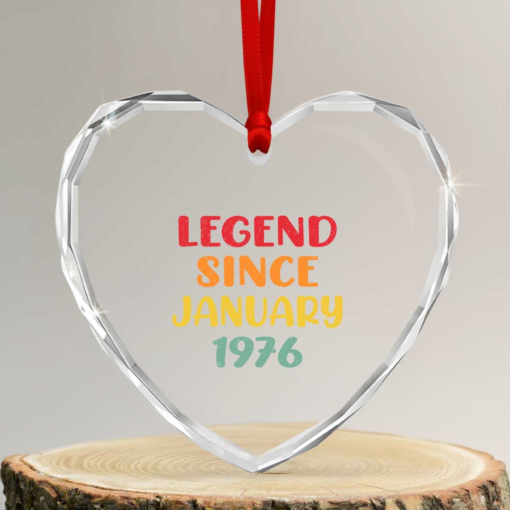 Legend Since January 1976 Heart Crystal Glass Ornament Vintage Retro 50th Birthday Gifts 50 Years Old TS10 Transparent Glass 3'' Heart Print Your Wear