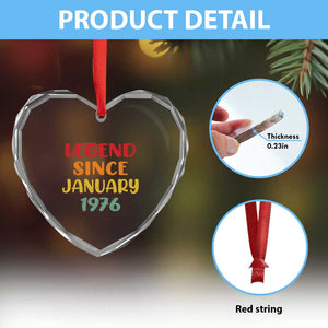 Legend Since January 1976 Heart Crystal Glass Ornament Vintage Retro 50th Birthday Gifts 50 Years Old TS10 Print Your Wear