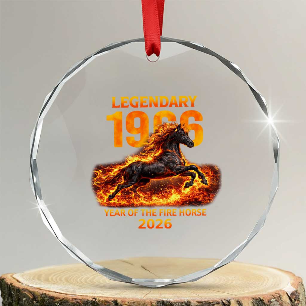 Legendary 1966 Year of the Fire Horse Crystal Glass Ornament Fiery 2026 Zodiac Birthday Gift TS02 Transparent Glass 3'' Circle Print Your Wear