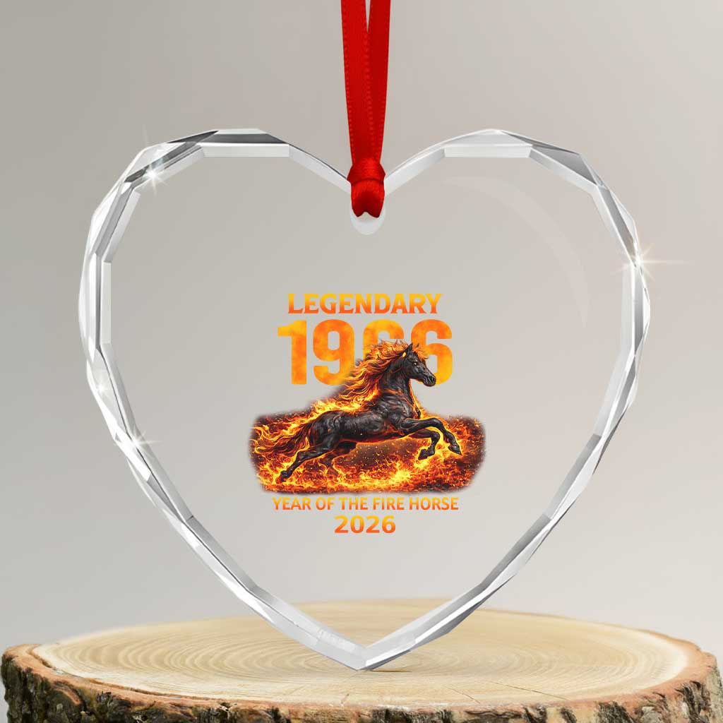 Legendary 1966 Year of the Fire Horse Heart Crystal Glass Ornament Fiery 2026 Zodiac Birthday Gift TS02 Transparent Glass 3'' Heart Print Your Wear