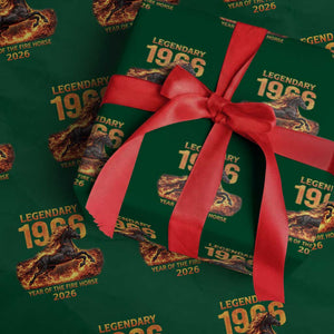 Legendary 1966 Year of the Fire Horse Wrapping Paper Roll Fiery 2026 Zodiac Birthday Gift TS02 Green Print Your Wear