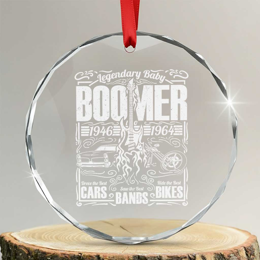 Legendary Baby Boomer Generation 1946 to 1964 Crystal Glass Ornament Vintage Rocker Classic Cars And Bikes Graphic TS02 Transparent Glass 3'' Circle Print Your Wear