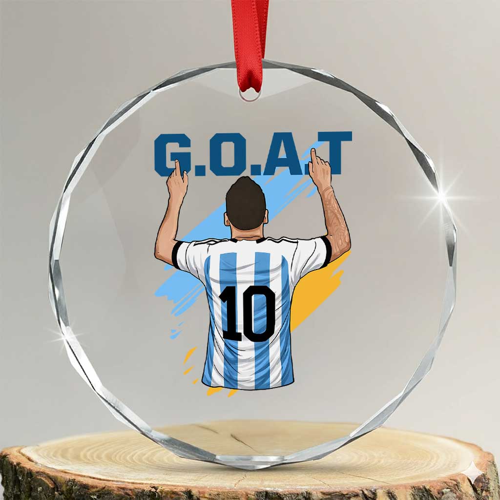 Legendary Number 10 Crystal Glass Ornament Goat Of Soccer Gift For Fans TS12 Transparent Glass 3'' Circle Print Your Wear