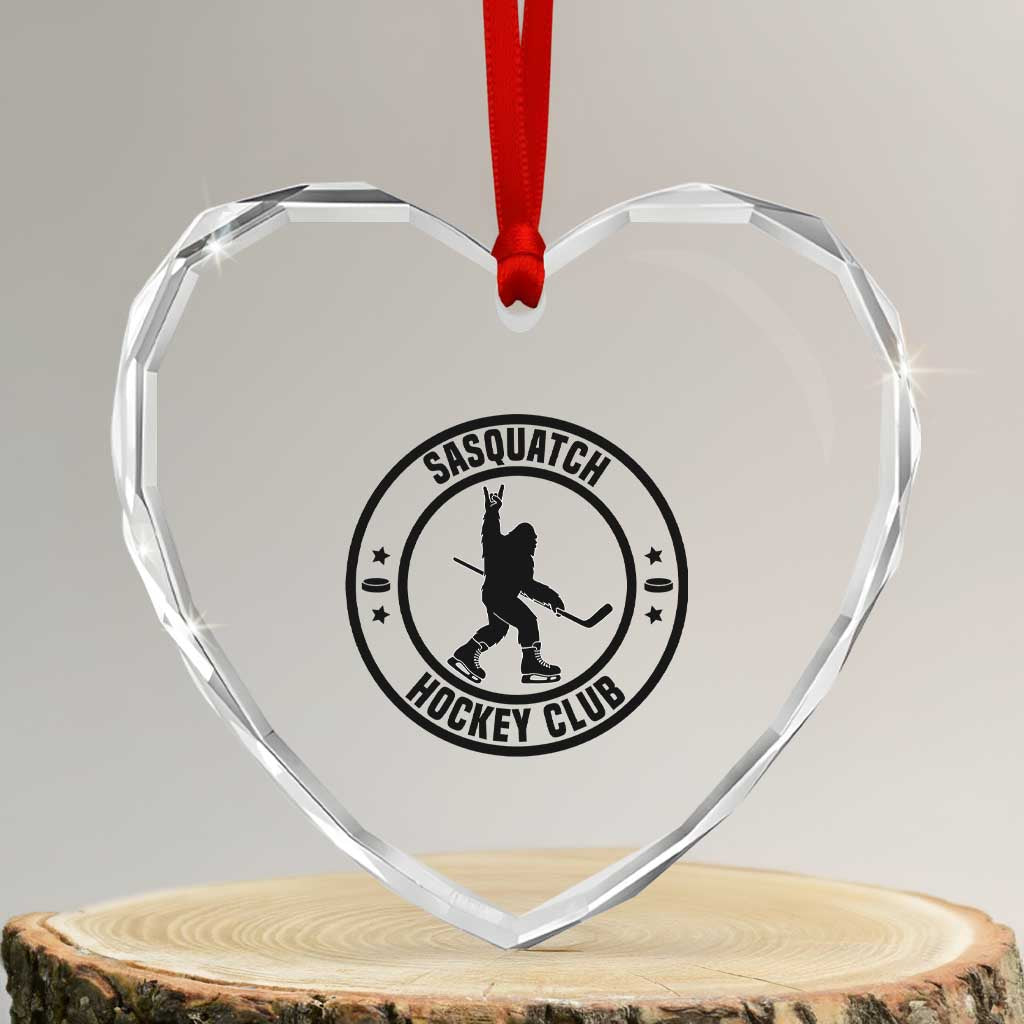 Legendary Sasquatch Hockey Club Heart Crystal Glass Ornament Funny Ice Hockey Gift TS12 Transparent Glass 3'' Heart Print Your Wear