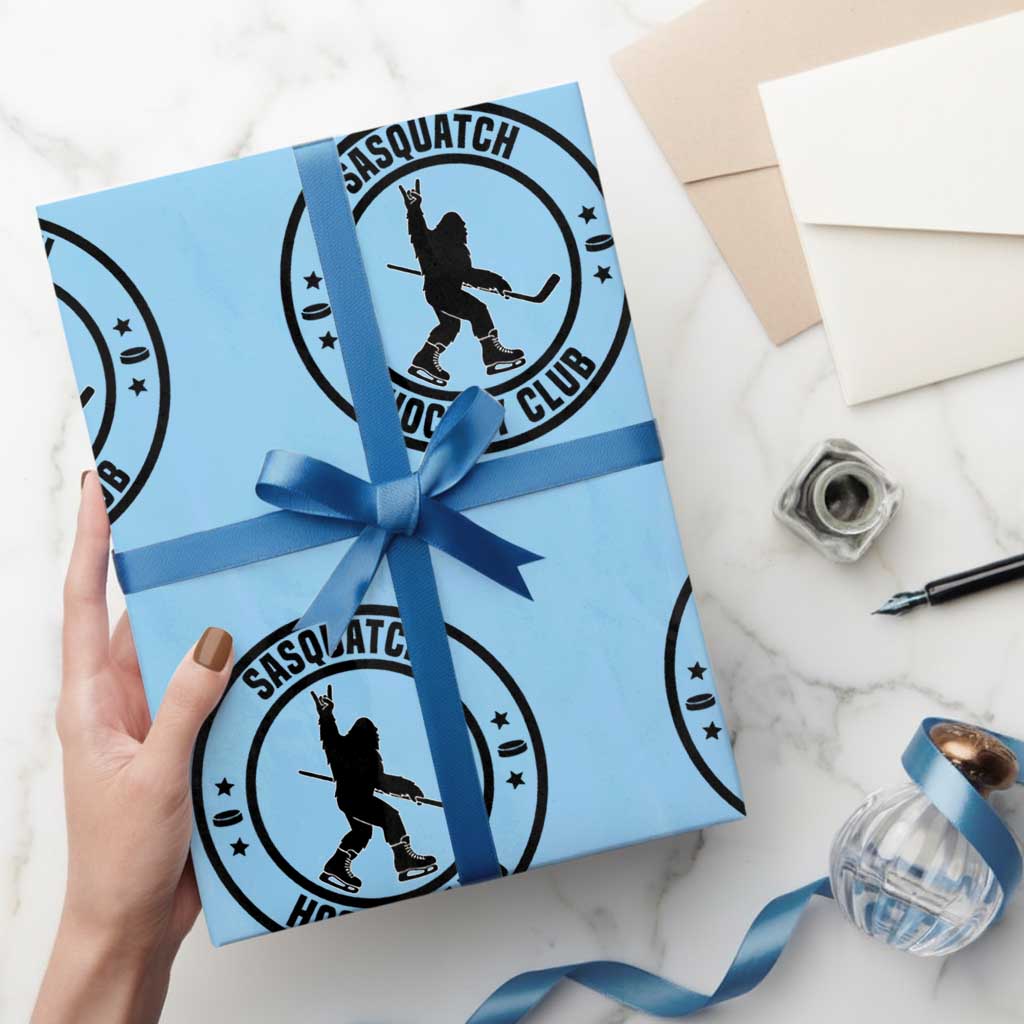 Legendary Sasquatch Hockey Club Wrapping Paper Roll Funny Ice Hockey Gift TS12 Light Blue Print Your Wear