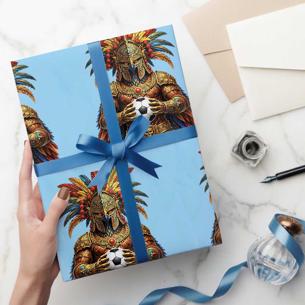 Legendary Tribal Soccer Warrior Wrapping Paper Roll Football Lover TS12 Light Blue Print Your Wear