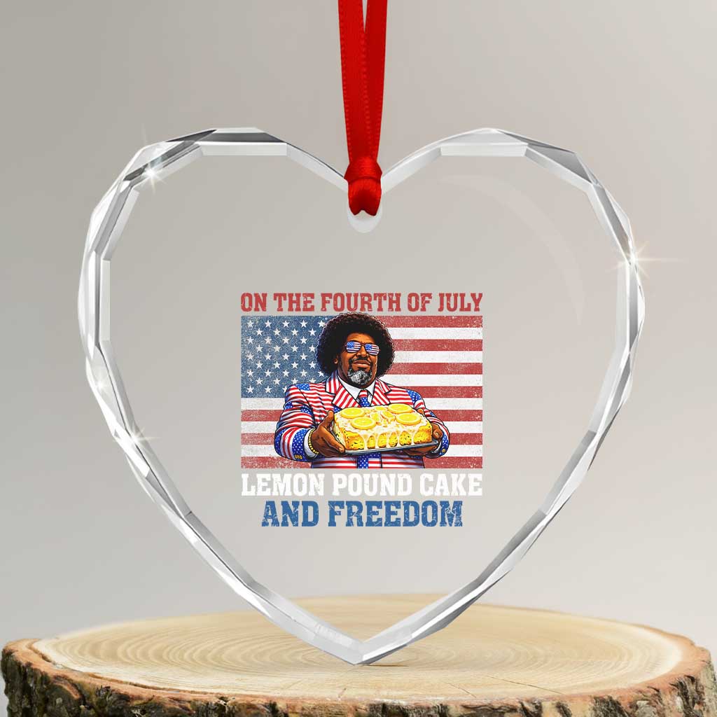 Lemon Pound Cake And Freedom Heart Crystal Glass Ornament 4th of July Hip Hop Edgy Humor Rap Fan