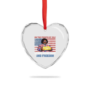Lemon Pound Cake And Freedom Heart Crystal Glass Ornament 4th of July Hip Hop Edgy Humor Rap Fan