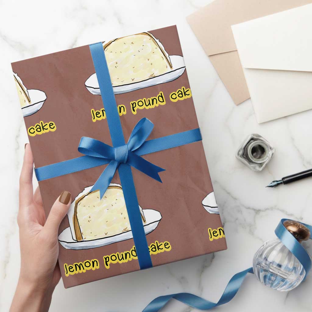 Lemon Pound Cake Funny Meme Wrapping Paper Roll Viral Edgy Hip Hop Humor Parody Gift for Rap Fans TS02 Mocha Print Your Wear