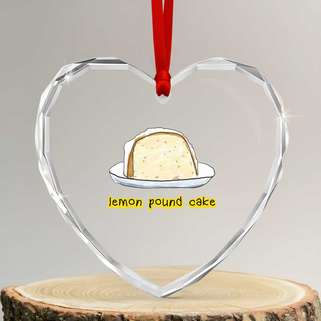 Lemon Pound Cake Funny Meme Heart Crystal Glass Ornament Viral Edgy Hip Hop Humor Parody Gift for Rap Fans TS02 Transparent Glass 3'' Heart Print Your Wear
